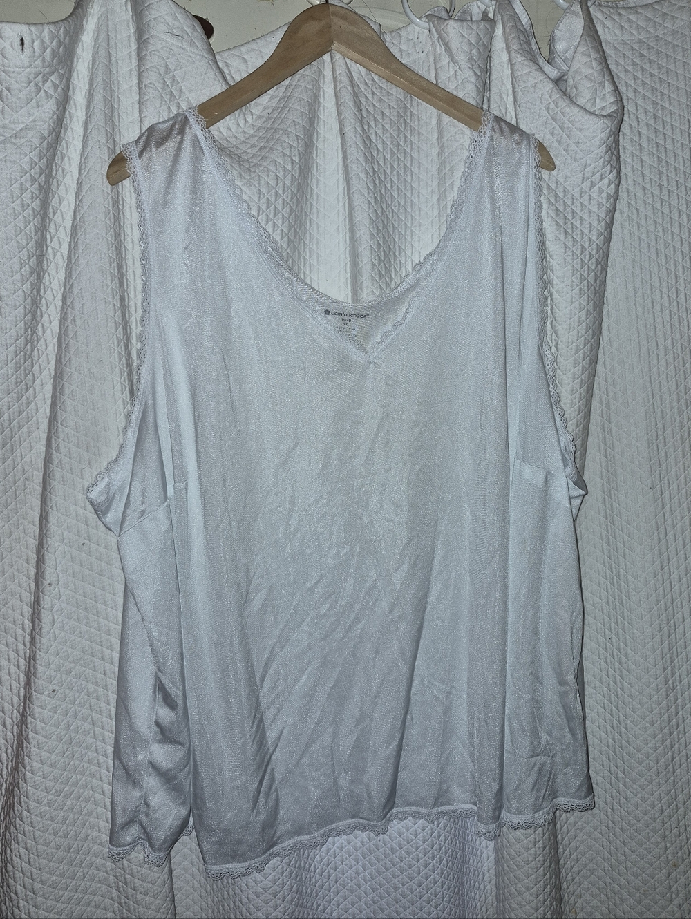 Comfortchoice White Lace Trimmed Women's V-Neck Camisole Tank Top Size 5X